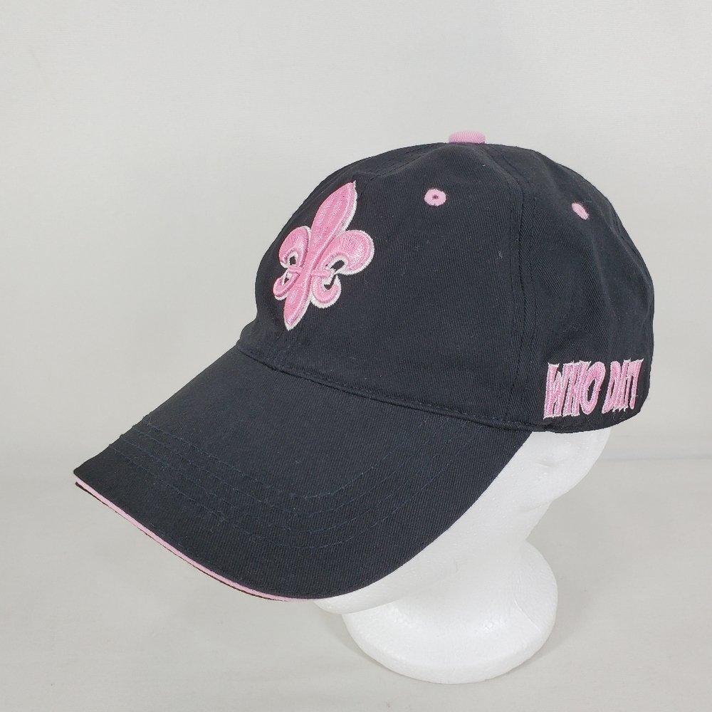 New Orleans Saints Women Ladies Hat Black Pink Logo Who Dat Strapback Adjustable - Picture 4 of 11